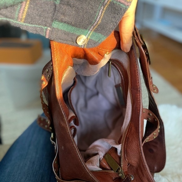 - Kooba Brown Leather Shoulder Bag with Brass Rivets - Picture 8 of 11